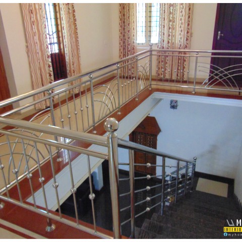 modern home, house staircase designs kerala