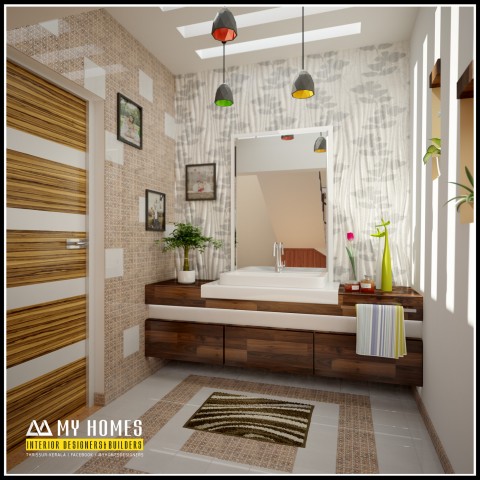 New and stylish wash area home interiors kerala
