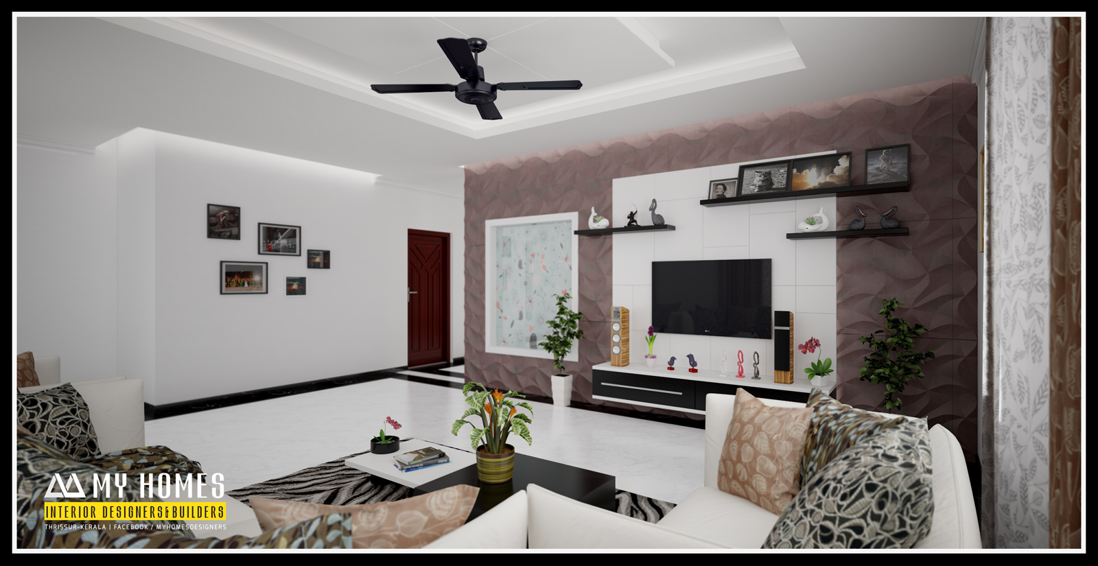 Kerala Living Room Interior Designs Work In Lowest Price In