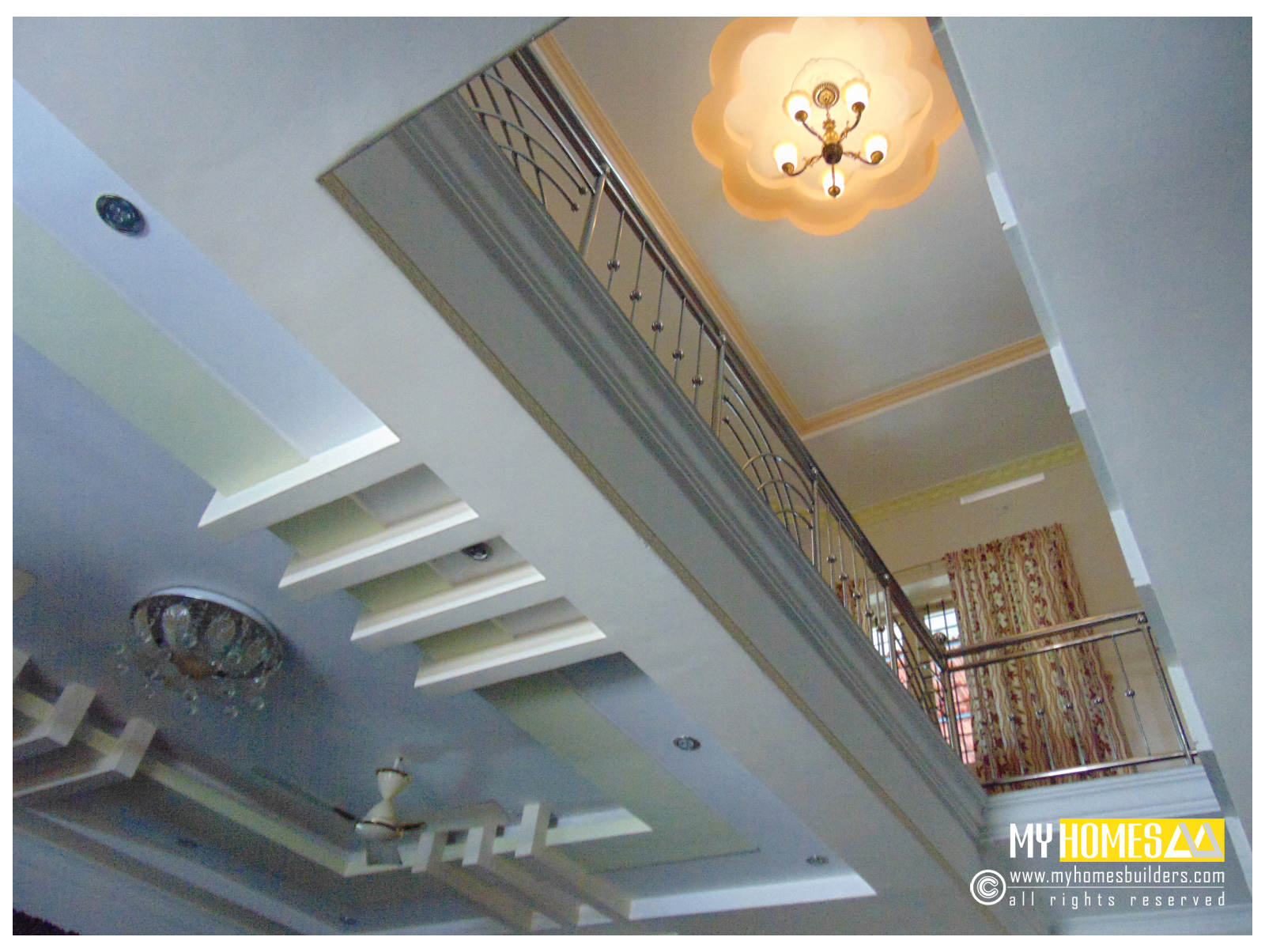kerala house staircase designs, kerala homes staircase designs, house stair case interior