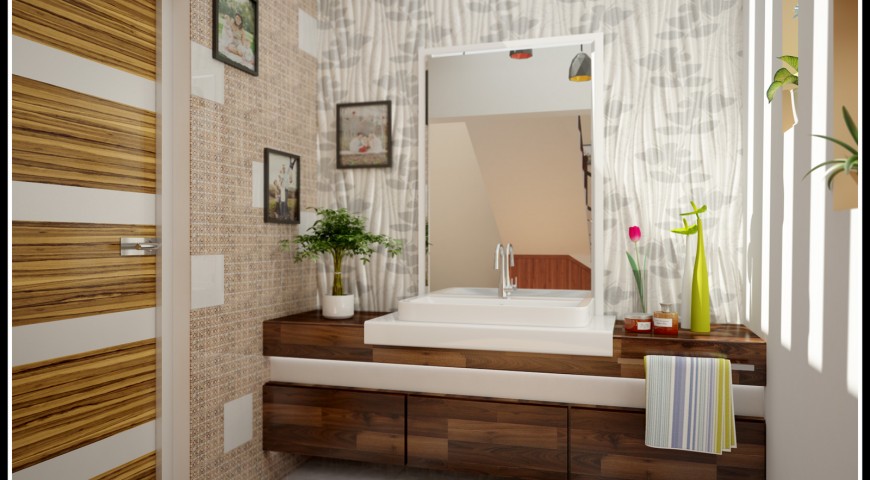 New and stylish wash area home interiors kerala