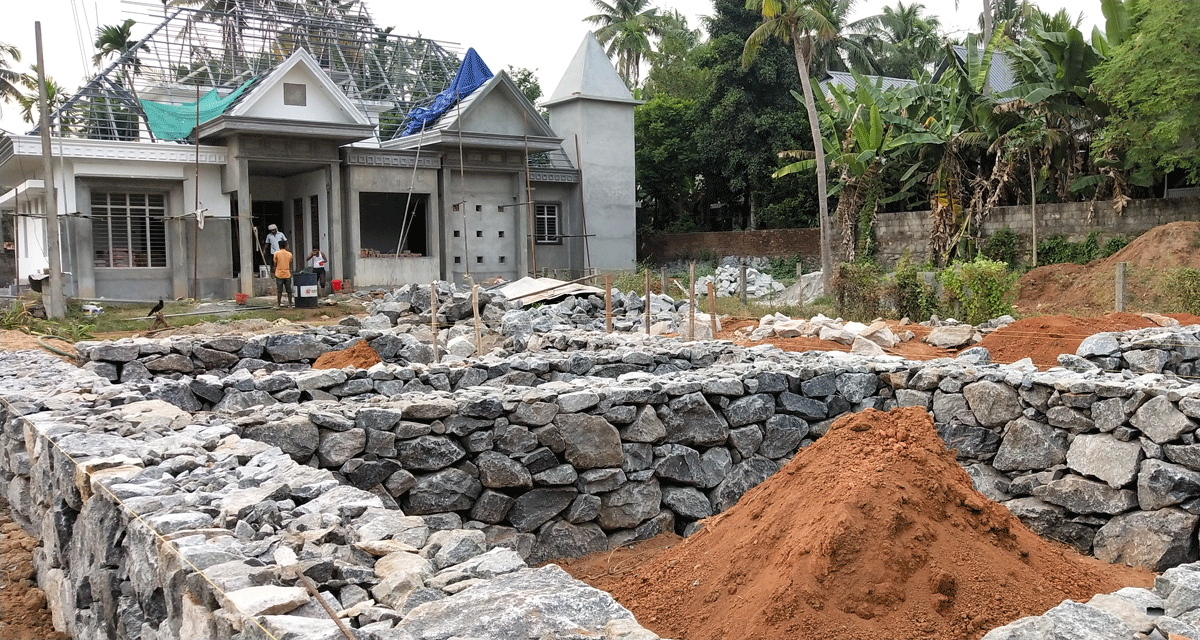 double story house foundation work Irinjalakuda